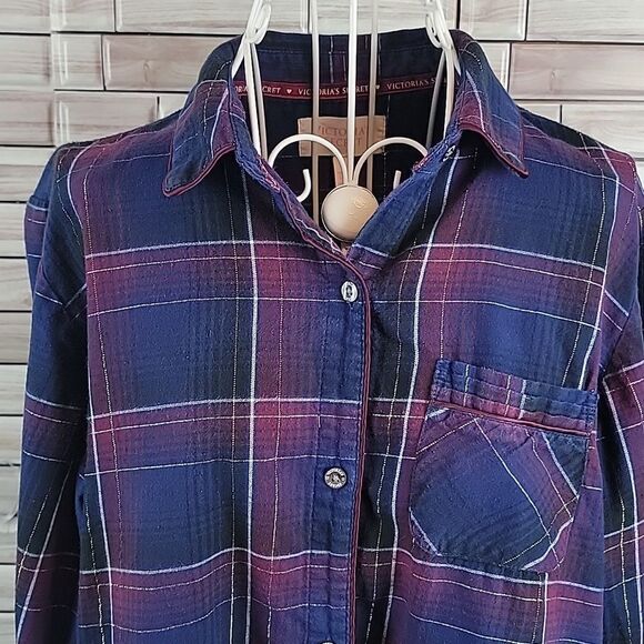 Victoria's Secret flannel button down sleepwear Size SP - Picture 2 of 12